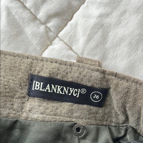 BLANK NYC Run For It Taupe/Olive Asymmetrical Zipper Suede Leather Mini Skirt - Picture 3 of 10